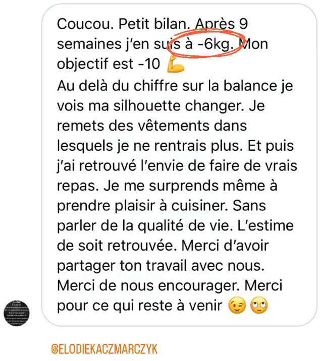 résultat perte de poids
