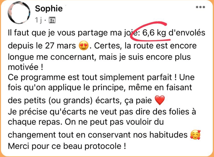 résultat perte de poids
