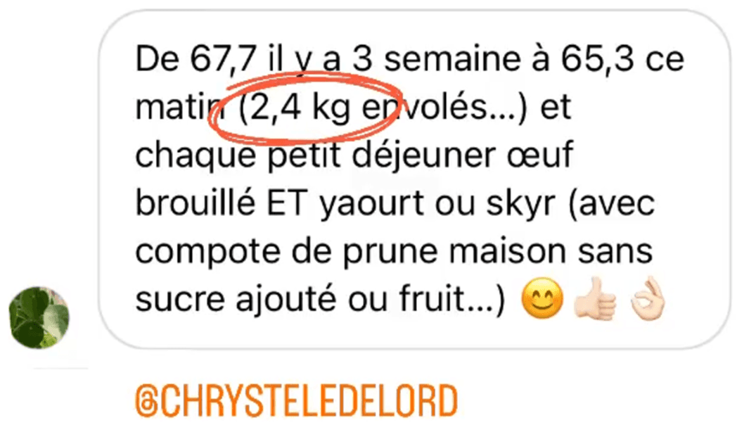 résultat perte de poids